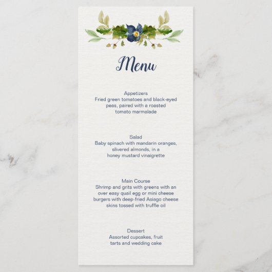 Menu Fleurs Bleues Rustiques Glands Feuilles de Chêne M (Devant)