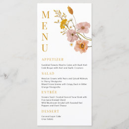 Menu Fleurs Bohème, Fête des mariées Whimsical Hom
