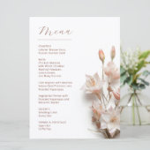 Menu Fleurs Boho 3D Blush Blanc (Debout devant)