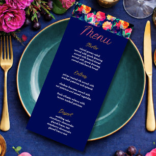 Menu Fleurs colorées élégantes mariage