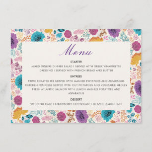 Menu Fleurs d'amour en fleurs, romantique, rose, violet