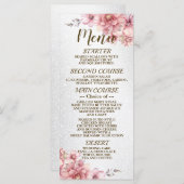 Menu Fleurs d'aquarelle rose de fête Parties scintillan (Devant / Derrière)