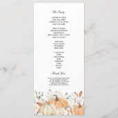 Menu Fleurs d'aquarelle tendance et Citrouille automne (Dos)