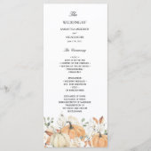 Menu Fleurs d'aquarelle tendance et Citrouille automne (Devant)