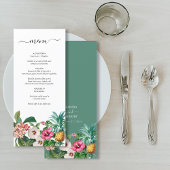 Menu Fleurs d'aquarelle tropicale et Mariage de verdure