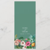 Menu Fleurs d'aquarelle tropicale et Mariage de verdure (Dos)