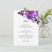 Menu Fleurs d'aquarelle violet. Mariage floral lavande (Debout devant)