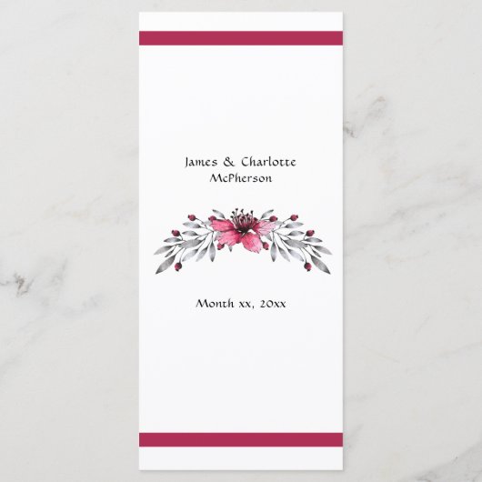 Menu Fleurs d'aquarelles de vacances (Dos)