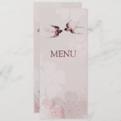 Menu Fleurs de cerisier Sakura et hirondelles d'amour (Devant / Derrière)