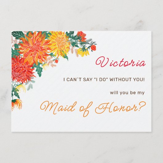 Menu Fleurs de Dahlia de mariage Jaune Orange Pastel Pr (Devant)