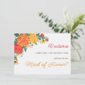 Menu Fleurs de Dahlia de mariage Jaune Orange Pastel Pr (Debout devant)