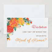 Menu Fleurs de Dahlia de mariage Jaune Orange Pastel Pr (Devant / Derrière)