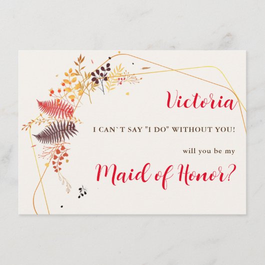 Menu Fleurs de forêt sauvage Mariage de feuillage de ch (Devant)