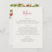 Menu Fleurs de fraises rouges sucrées Mariage (Devant / Derrière)