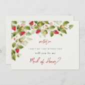 Menu Fleurs de fraises rouges sucrées Mariage (Devant / Derrière)