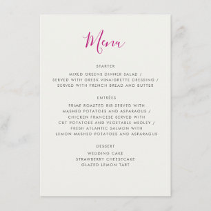 Menu Fleurs de Fraisier Sauvage Rouge Mariage