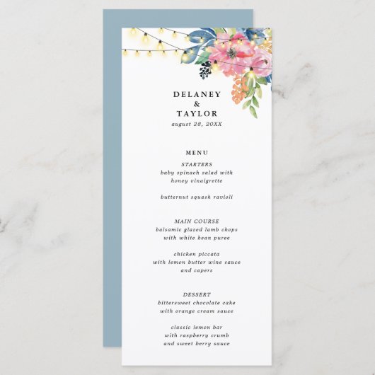 Menu Fleurs de Jardin & Feux de Jeu et Lumières Jumelle (Devant / Derrière)