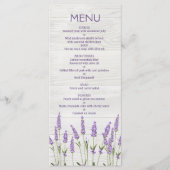 Menu Fleurs de lavande violette sur le Mariage de bois  (Devant)