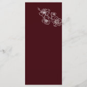 Menu Fleurs de ligne blanche Mariage bordeaux profond (Dos)
