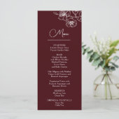Menu Fleurs de ligne blanche Mariage bordeaux profond (Debout devant)