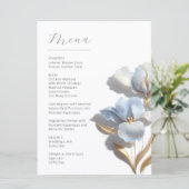 Menu Fleurs de lys 3D stylisées bleu or (Debout devant)