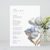 Menu Fleurs de lys 3D stylisées bleu or (Debout devant)