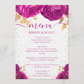 Menu Fleurs de mariage rose et or à l'aquarelle (Devant)