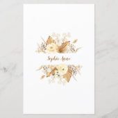 Menu Fleurs de Pampas à l'aquarelle (Dos)