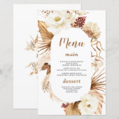 Menu Fleurs de Pampas à l'aquarelle (Devant / Derrière)