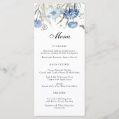Menu Fleurs de Réception de Mariage Hydrangea Bleu Pous (Devant)