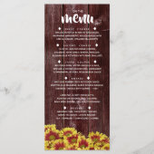Menu Fleurs de soleil d'automne rustiques sur Mariage d (Devant)