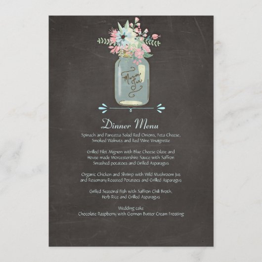 Menu Fleurs de tableau noir Rustique Mason Jar Floral m (Devant)