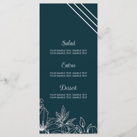 Menu Fleurs dessinées à la main (Dos)