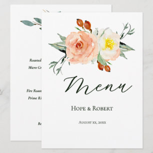 Menu Fleurs d'été lumineuses Réception de mariage