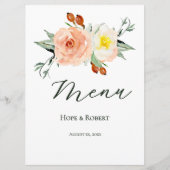 Menu Fleurs d'été lumineuses Réception de mariage (Devant)