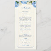 Menu Fleurs d'Hydrange Bleue Roses Blanches Mariage Jar (Devant)