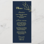Menu Fleurs d'or simple mariage marine (Devant)