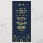 Menu Fleurs d'or simple mariage marine (Devant)