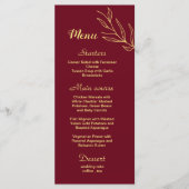 Menu Fleurs d'or simples mariage bordeaux (Devant)