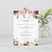 Menu Fleurs Élégantes Bourgogne Réception De Mariage Fl (Debout devant)