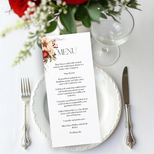 Menu Fleurs élégantes de Noël d'hiver