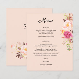 Menu Fleurs Épanouies Rose Pâle de Budget
