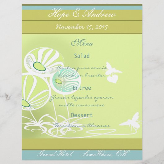Menu Fleurs et abeilles (Devant)