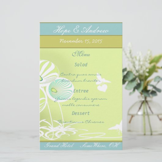 Menu Fleurs et abeilles (Debout devant)