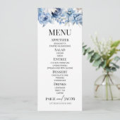 Menu Fleurs Florales Bleues Dusty Jardin Mariage (Debout devant)