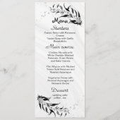 Menu fleurs gris argenté et mariage feuille noir (Devant)