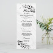 Menu fleurs gris argenté et mariage feuille noir (Debout devant)