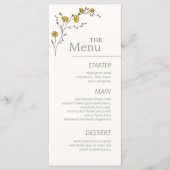 Menu Fleurs Jaunes Vintage Élégantes Rustique Vert (Devant)