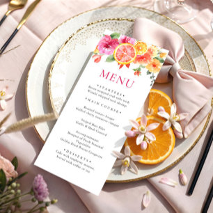 Menu Fleurs Lumineuses Florales Citron Fête de Mariage