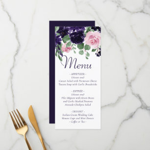 Menu Fleurs luxuriantes Garland pourpre et rose